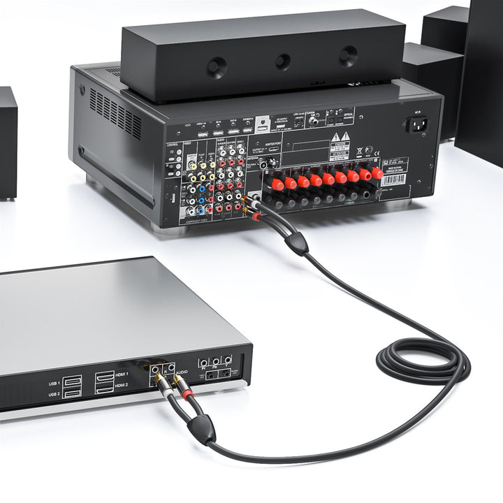 deleyCON 10m Cinch Kabel Stereo Audio Cinch RCA Kabel 2x Cinch Stecker zu 2x Cinch Stecker HiFi-Anla