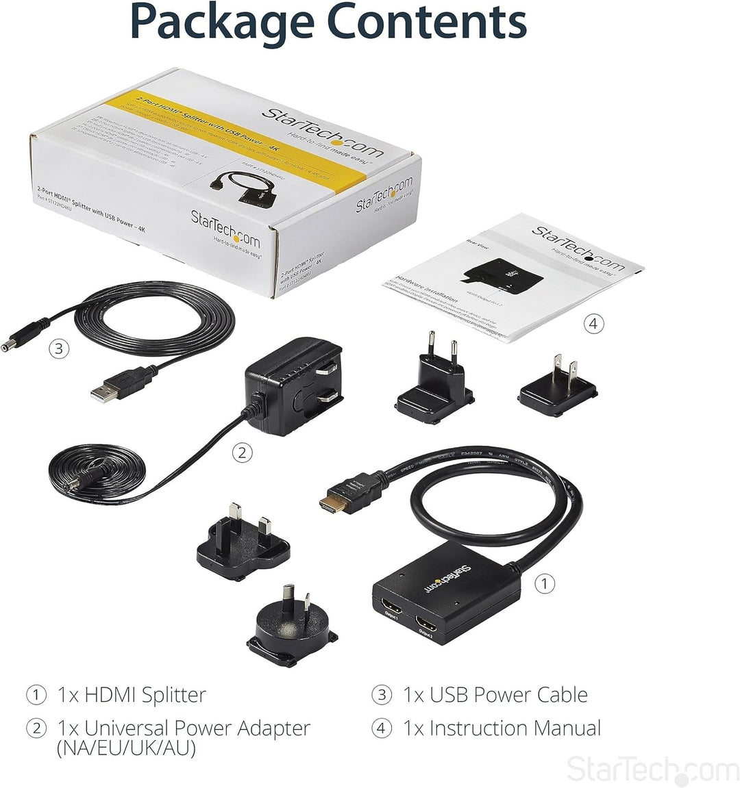 StarTech.com 2 Port HDMI 4k Video Splitter - 1x2 HDMI Verteiler - 4k @ 30 Hz - 2-fach Ultra HD 1080p