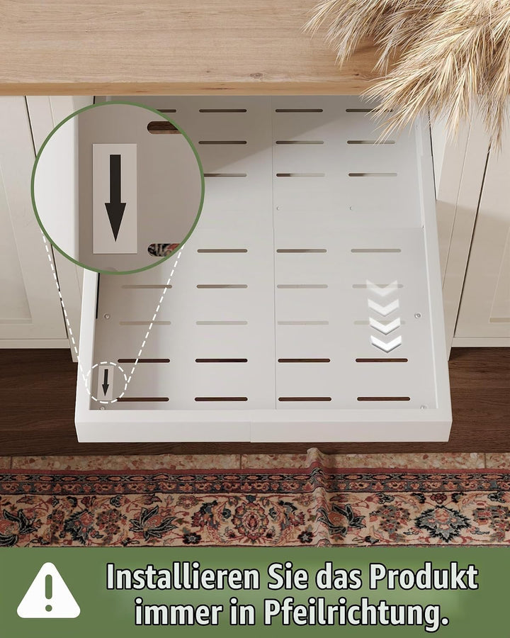 NETEL 4-Wege-erweiterbarer Schublade mit Kleber, Teleskopschublade (Einstellbare 43.5-55cm T x 30-49