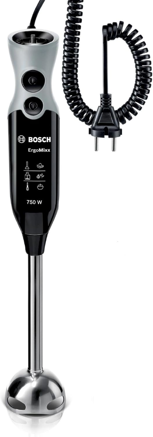 Bosch Stabmixer ErgoMixx MSM67170, Edelstahl-Mixfuss, Universalzerkleinerer, Mix- und Messbecher, Sc