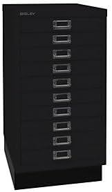 BISLEY MultiDrawer, 29er Serie mit Sockel, DIN A3, 10 Schubladen, Metall, 633 Schwarz, 43.2 x 34.9 x