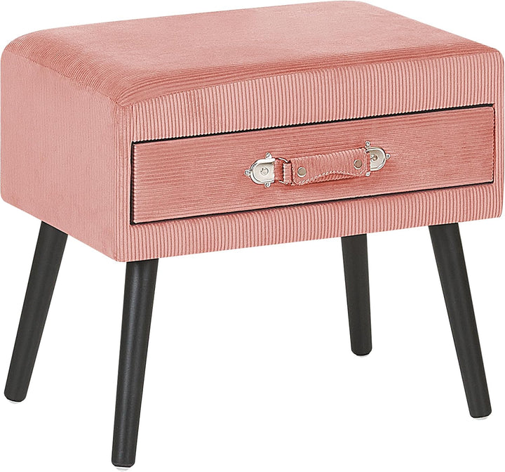 Lustiger Nachttisch 1 Schublade Koffer-Optik Cord rosa Eurostar