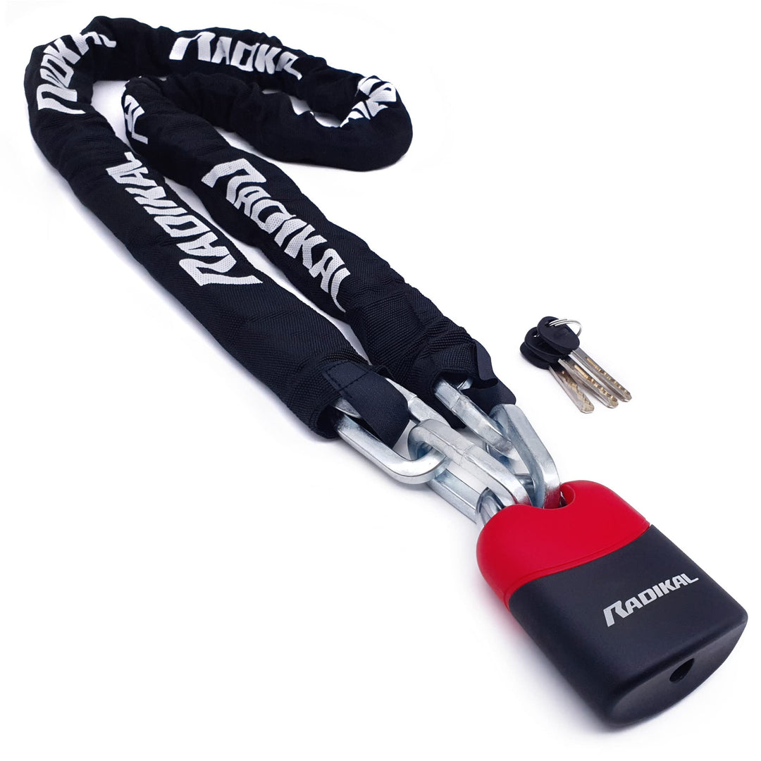 Radikal RK4170 Padlock and reinforced steel chain ø10, 170 cm with anti-theft protected arch Motorcy