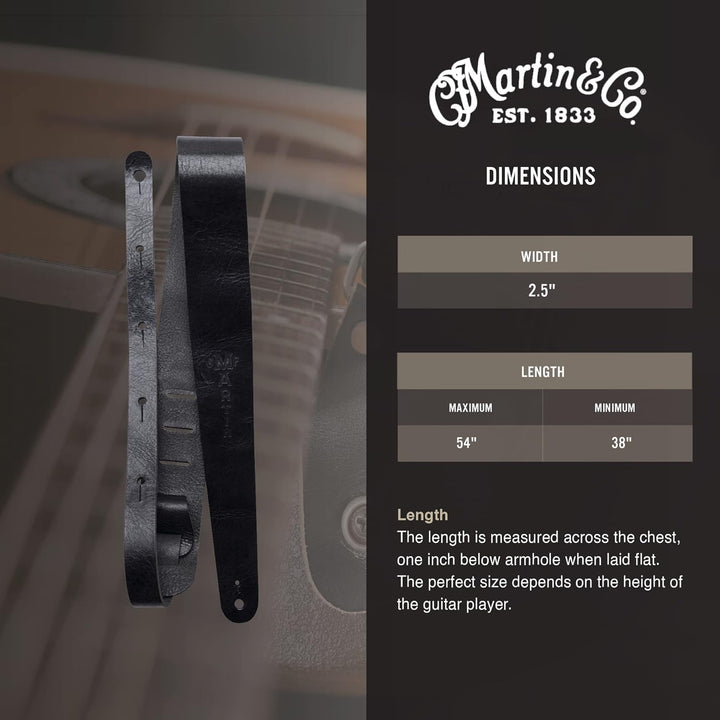 Martin 5,1 cm Cuir Sangle pour guitare acoustique avec logo CFM Noir