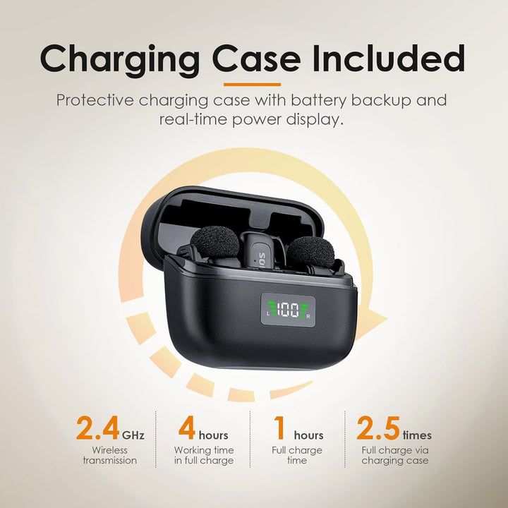 SONICAKE Mini Wireless Mikrofon, 2,4 GHz Dreistufige Geräuschunterdrückung | Kompatibel mit iPhone/A