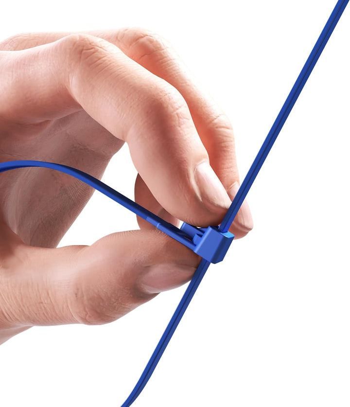 intervisio Kabelbinder Wiederverschliessbar, 540mm x 7,6mm, blau, Extra Lang, 100 Stück, Wiederlösba