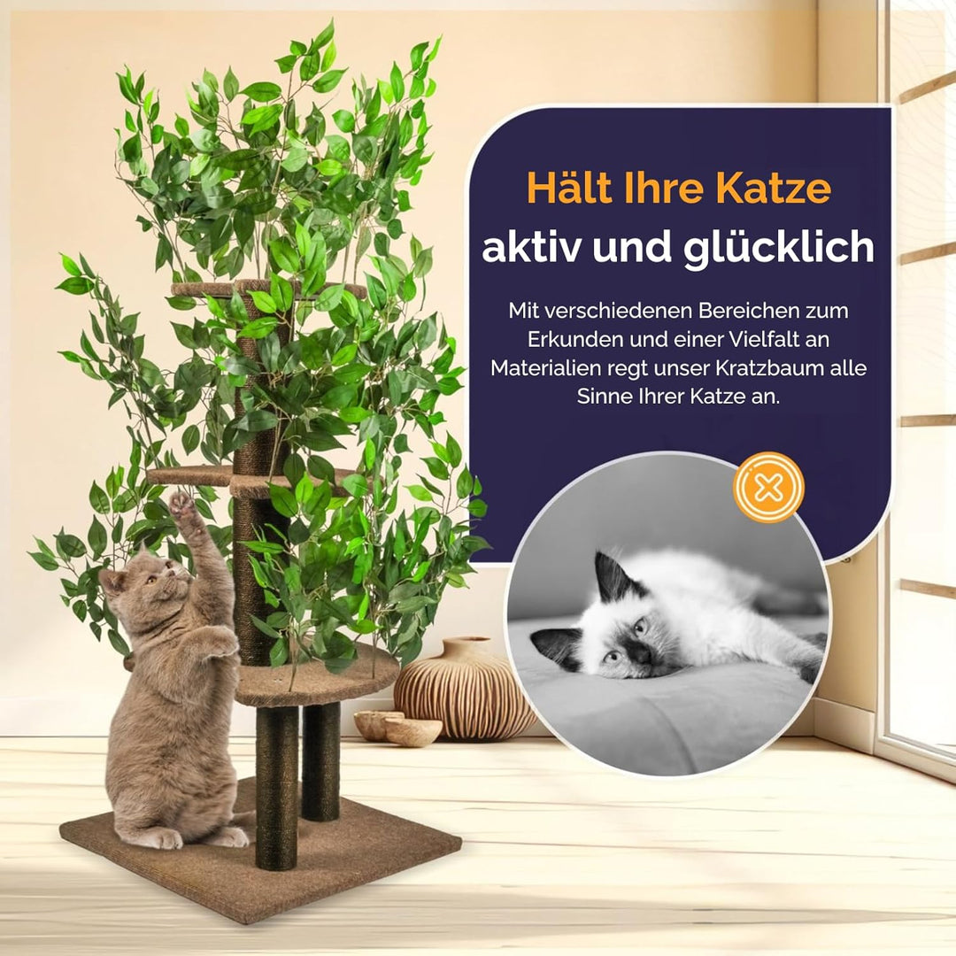 Katzenkratzbaum 160cm – Stabiler Kratzbaum mit austauschbaren Blättern – Für grosse Katzen – Modern