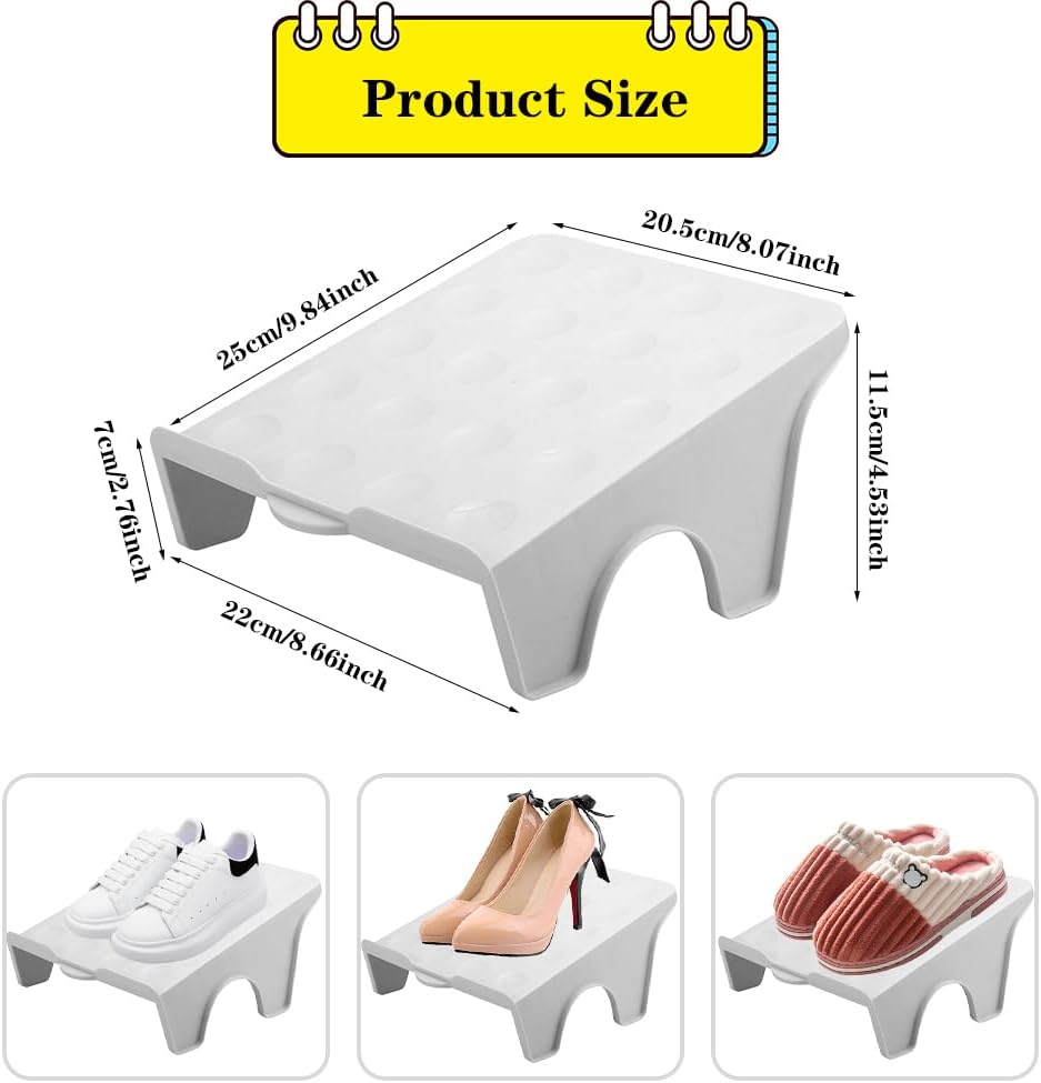 Schuhstapler rutschfeste Schuhschlitze,4 Stück Schuhstapler Platzsparen Doppelschicht Schuhregal Sch