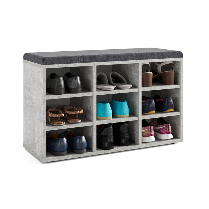 KOMTO Schuhbank mit Sitzfläche - Schuhregal Beton 80 x 50 x 30 cm Schuhschrank mit Sitzbank Flur Ban