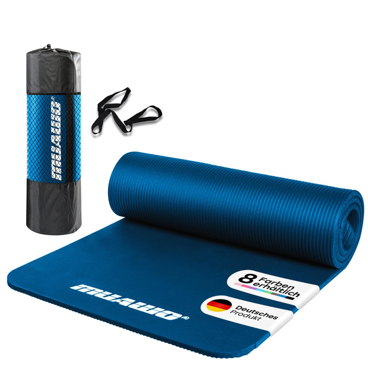 Premium Trainingsmatte, Fitnessmatte, Yogamatte, Gymnastikmatte | extra-dick & extra-lang | rutschfe