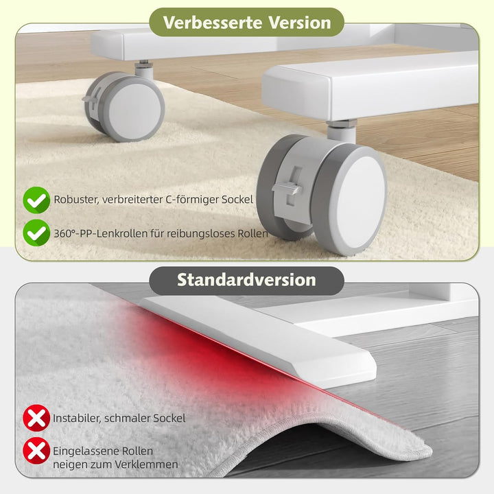100cm Höhenverstellbarer Beistelltisch Grosser Platte, Rollen mit Feststellbremsen, Gasdruckfeder, s