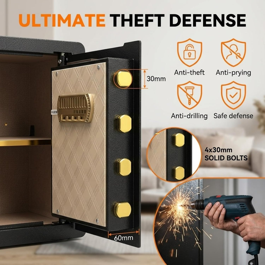 53L Digitaler Einbruchschutztresor mit 3-Wege-Schloss | Stahlbau, herausnehmbares Regal, Dual-Alarm,