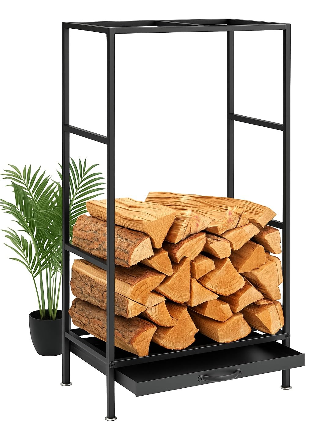 DanDiBo Kaminholzregal Innen Metall Schwarz 80x50x25 cm Brennholzregal Holzaufbewahrung Kaminholzstä