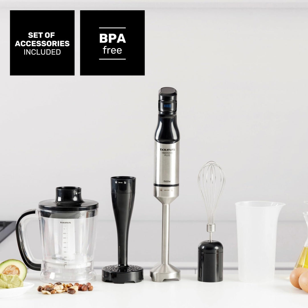 Taurus HBA1500X PLUS Stabmixer 1500 W | 20-stufiger Regler | Turbo-Funktion | Edelstahlklingen | ink