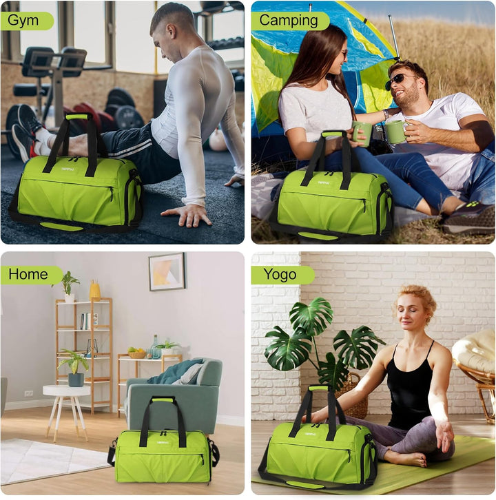 Sporttasche Damen Herren Hartes Material, Reisetasche mit Schuhfach Zwei Belüftungslöchern und Nassf