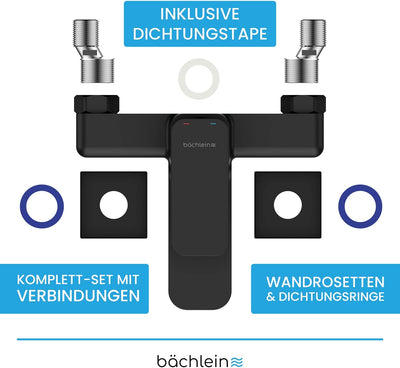 Bächlein Universal Badewannenarmatur Junias in Kantigem Design – Wannenbatterie Komplettset inkl. al