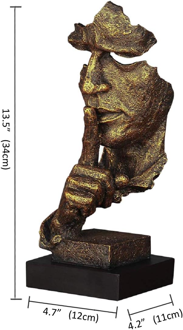 LEPENDOR Stille ist golden - Handgefertigte Stille Männer Statuen Harz Abstrakte Skulptur Büro Home