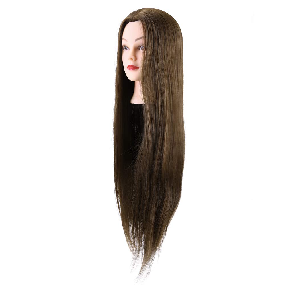 Übungskopf, 61 cm, Friseur-Trainingskopf mit Tischklemme, Ständer, weiches synthetisches Fasermateri