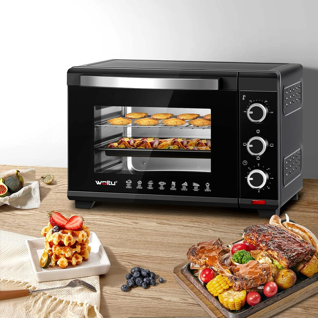 WOLTU Mini Backofen 25 Liter, 1500 Watt Toasterofen | Pizzaofen | Krümelblech mit Timer Minibackofen