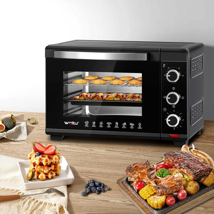 WOLTU Mini Backofen 25 Liter, 1500 Watt Toasterofen | Pizzaofen | Krümelblech mit Timer Minibackofen