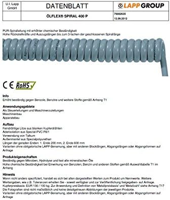 LAPP 70002636 Spiralkabel ÖLFLEX® Spiral 400 P 1500 mm / 4500 mm 4 G 0.75 mm² Grau 1 St.