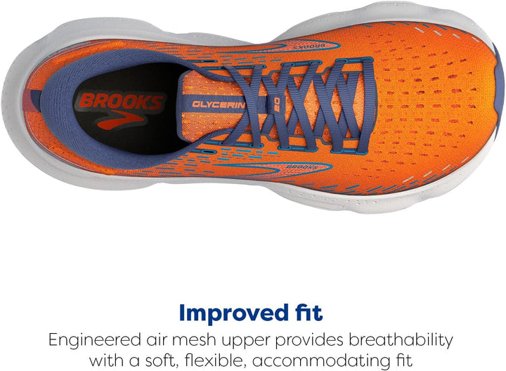 Brooks Herren Glycerin 20 Sneaker 46.5 EU Orange Crown Blue Blue, 46.5 EU Orange Crown Blue Blue