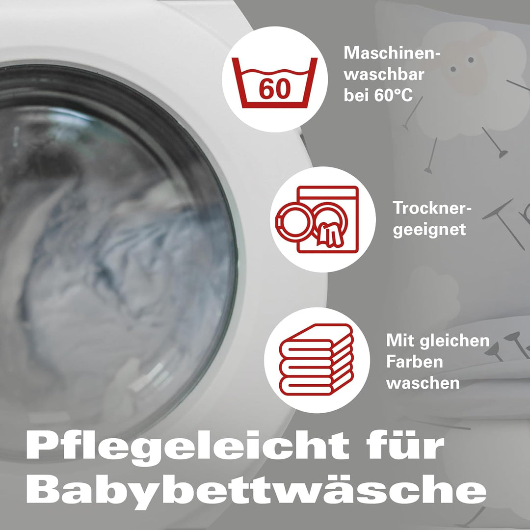 BaSaTex Kinder Baby Bettwäsche Set für Mädchen und Jungen | 100x135 cm + 40x60 cm | 100% Polyester M