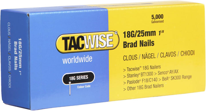 TACWISE 0394 Stauchkopfnägel Brad Typ 18G / 15 mm, verzinkt, Silber &amp; 0396 Stauchkopfnägel Brad Typ
