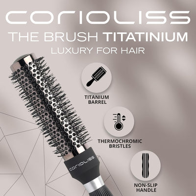 Corioliss | Haarbürsten für Frauen | Professionelle Ionic Haarbürste im Titanium Rundfass | Ideal zu