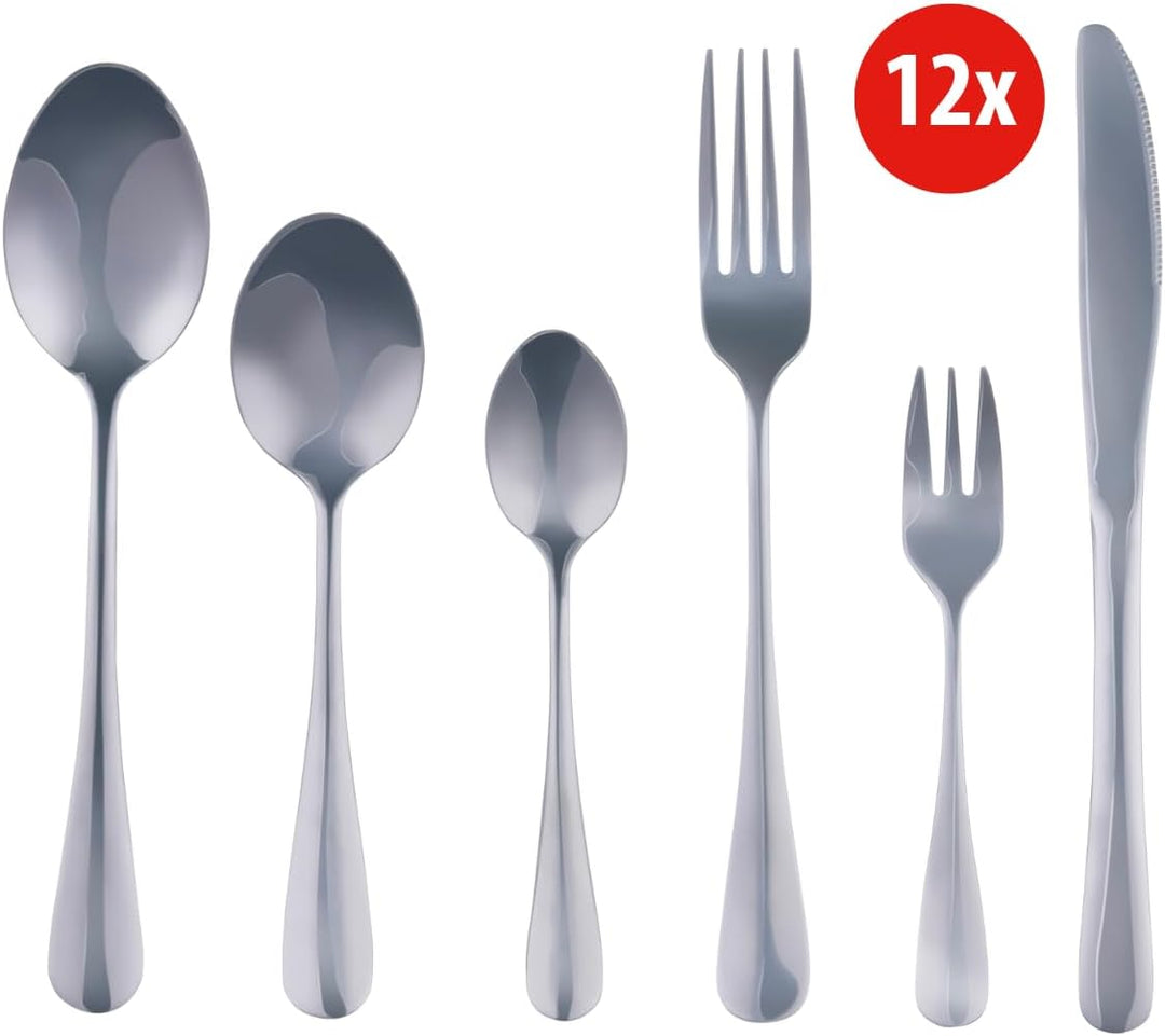 alpina Besteck Set 75‑teilig für 12 Personen – Edelstahl Besteck Set – Messer Gabeln Löffel Teelöffe