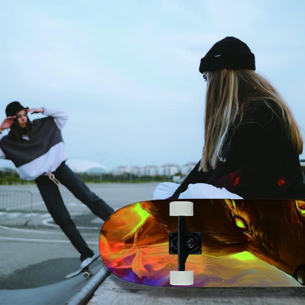 31-Zoll-Standard-Skateboard, 7 Lagen Ahorn-Board-Oberfläche, geeignet für Kinder, Jugendliche, Erwac