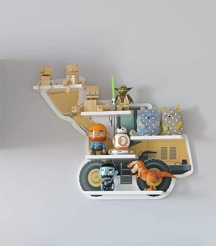m Mayda Kinderregal Bulldozer Wandregal Kinderzimmer Wandboard Bücherregal Regal Hängeregal Schweber
