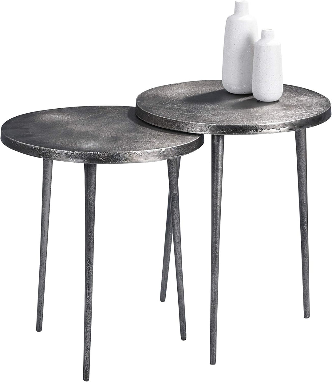 M2 Kollektion Casandra 1 Couchtisch/Beistelltisch/Tischset, Metall, grau, Durchmesser 40cm, Höhe 46c