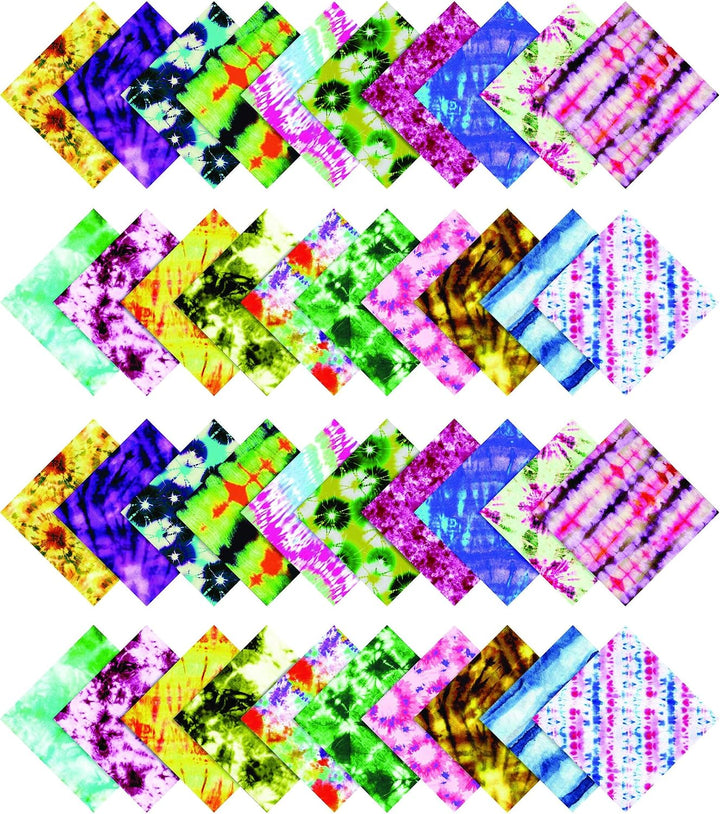 Soimoi 40 Stucke Krawattenfarbstoff Druck Baumwolle Vorgezogene Stoffe Fur Quilting Craft Strips 2.5