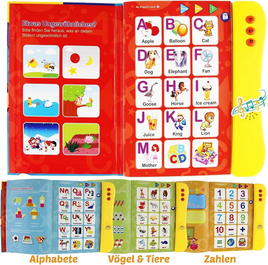 Boxiki Kids Englisch ABC Klangbuch für Kinder / Englische Buchstaben & Wörter, Lernspielzeug. Lernak
