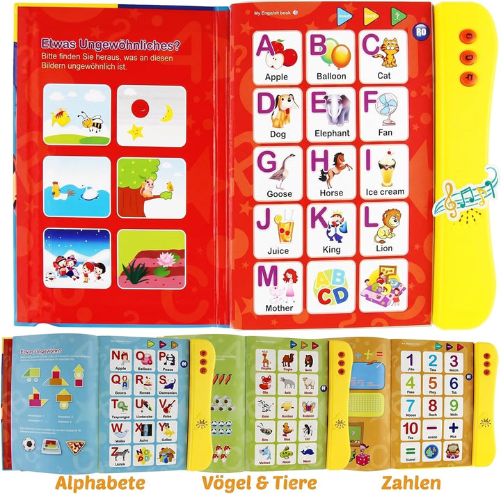 Boxiki Kids Englisch ABC Klangbuch für Kinder / Englische Buchstaben & Wörter, Lernspielzeug. Lernak