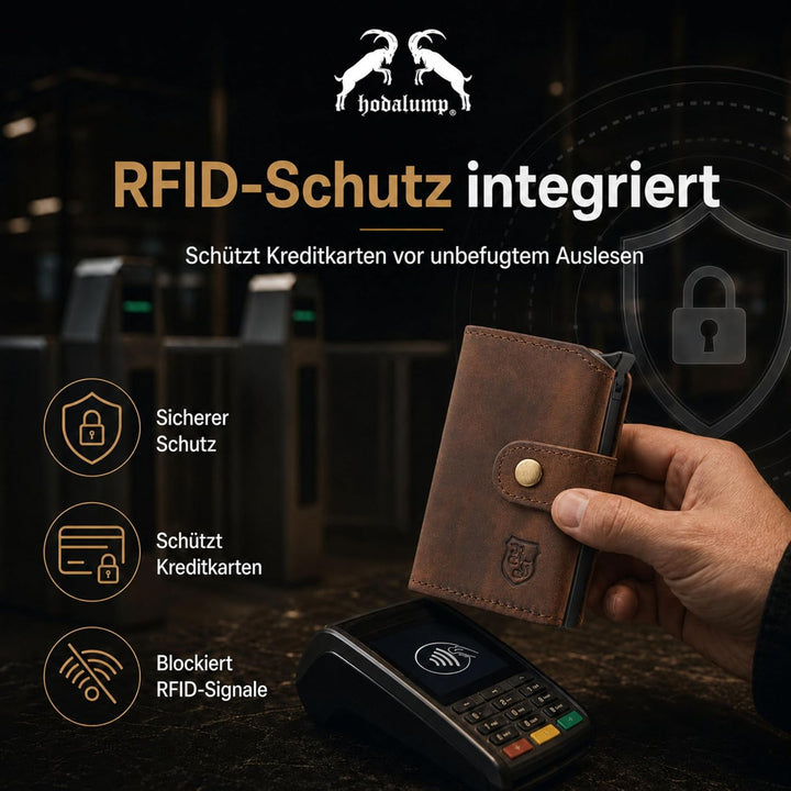 hodalump Kreditkartenetui mit RFID-Schutz aus Echt-Leder • Kompaktes Kreditkartenhalter für Damen un