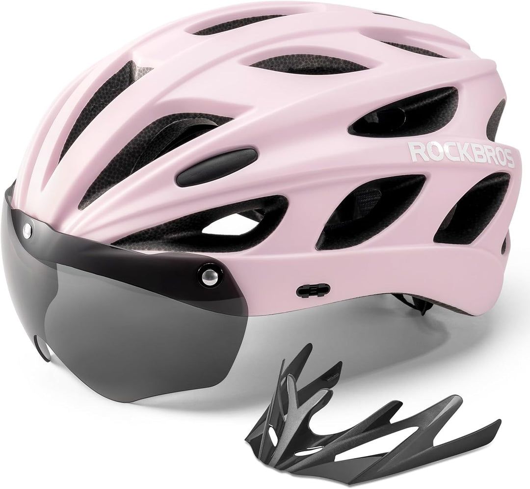 ROCKBROS Fahrradhelm Rennrad Helm Radhelm mit Abnehmbaren Visier Cityhelm Leichter Stadthelm für Dam