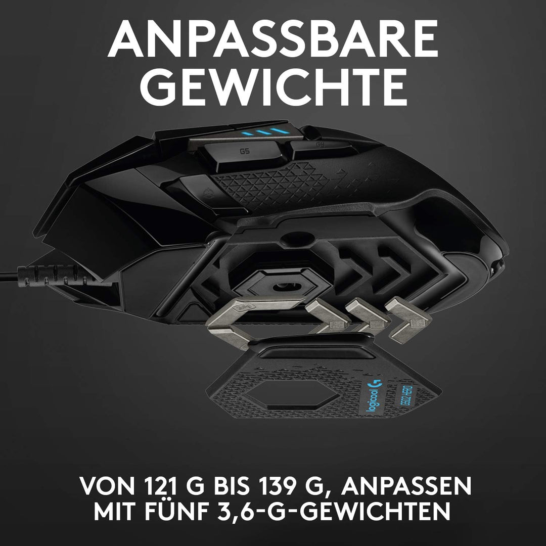 Logitech G502 HERO High-Performance Gaming-Maus mit HERO 25K DPI optischem Sensor, RGB-Beleuchtung,