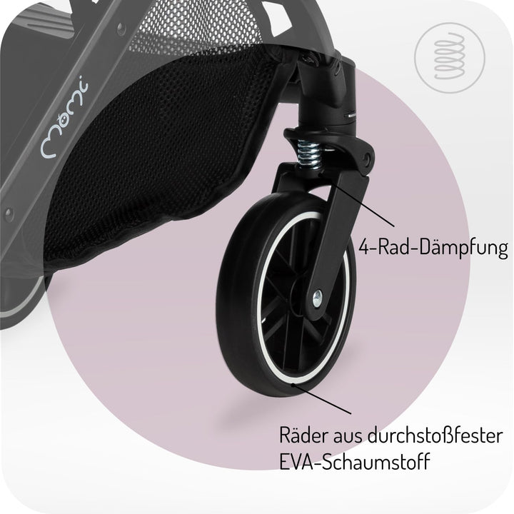 MoMi ESTELLE Kinderwagen ab 6. Monat (bis 15 kg), klappbarer Buggy mit 5-Punkt-Sicherheitsgurt, Eink