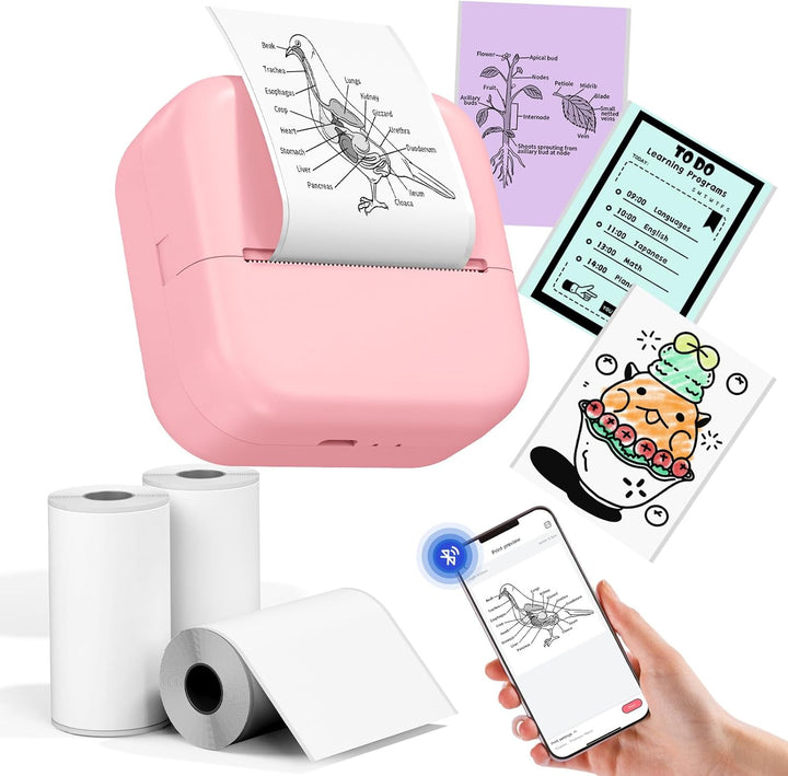 Mini Drucker M02L, Mini Drucker für Smartphone Fotodrucker Etikettendrucker Label drucker Sticker Dr