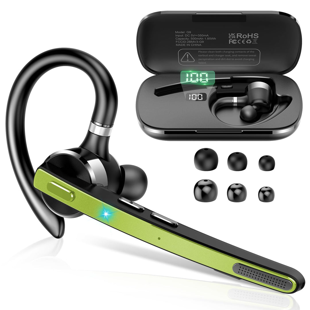 Bluetooth Headset V5.3, Wireless Freisprech Telefon mit CVC 8.0/ENC Dual Mic, APTX, Mute Zwei-Geräte