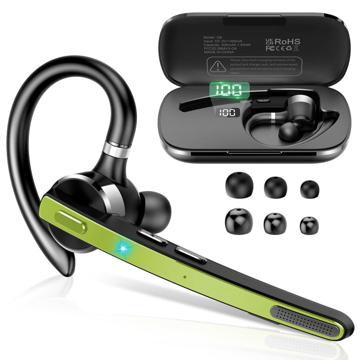 Bluetooth Headset V5.3, Wireless Freisprech Telefon mit CVC 8.0/ENC Dual Mic, APTX, Mute Zwei-Geräte