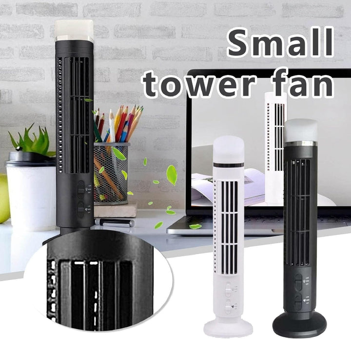 Zerodis Turmventilator ohne Flügel, 90 Grad Oszillierend, Leise, Tragbarer USB-Tischventilator, Turm