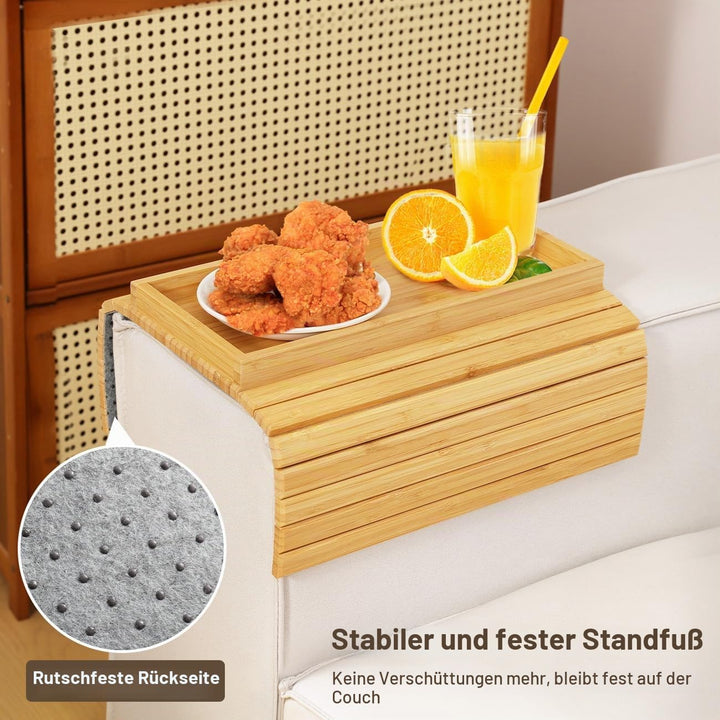 Kssiaz Sofatablett Armlehne, Bambus Sofa Tablett Sofa Ablage, Faltbares Couch Tablett Armlehne, Ruts
