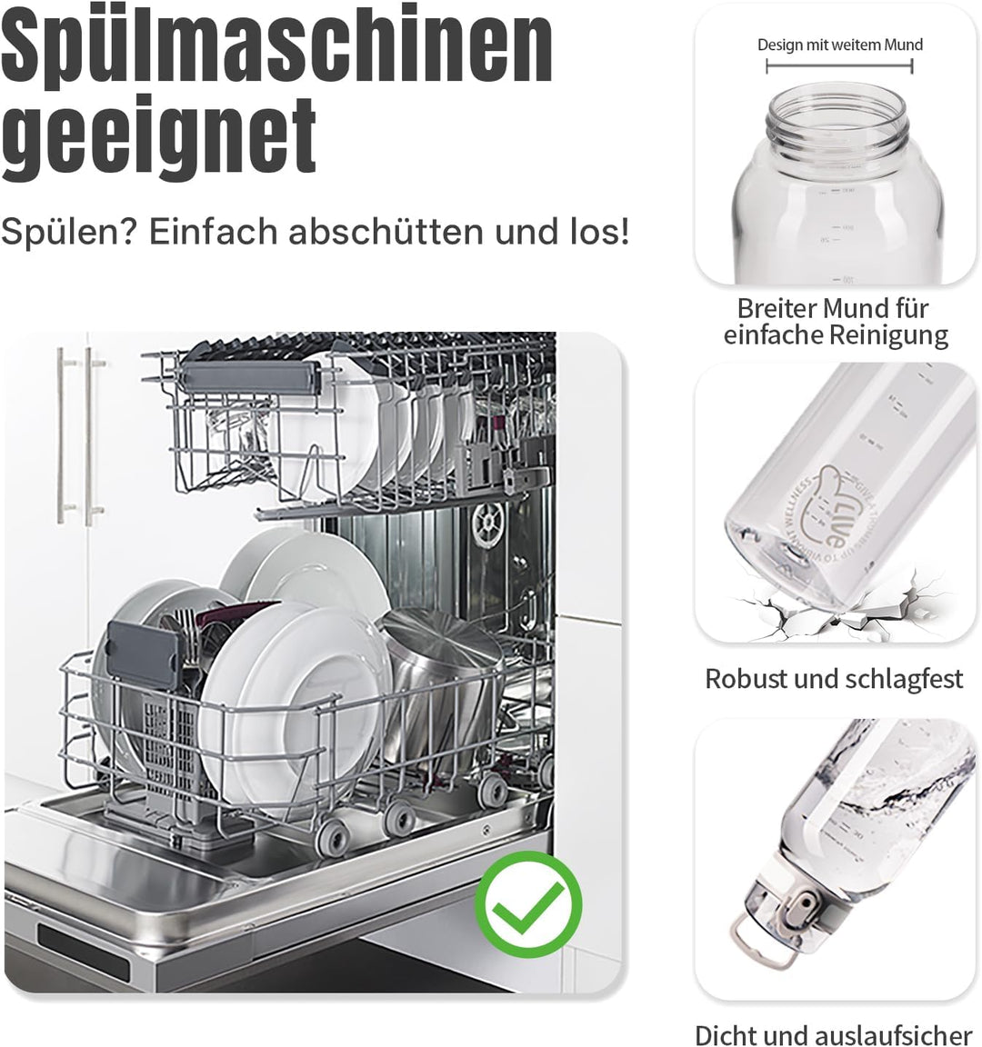 UZSPACE Trinkflasche Kinder 600ml, Sport Trinkflasche Auslaufsicher mit Einhandbedienung, Kohlensäur