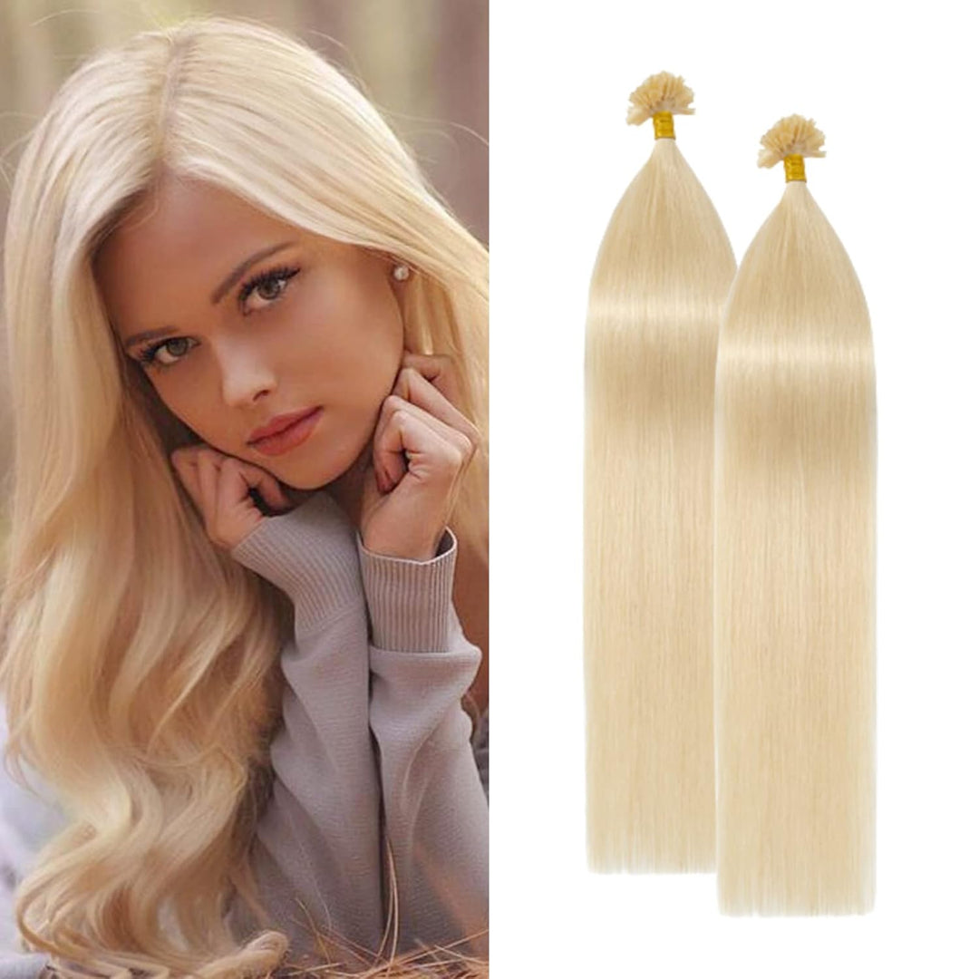 Bonding Extensions Echthaar Haarverlängerung Keratin U Tip 1g/Strähne 100g/Packung Günstig Natürlich