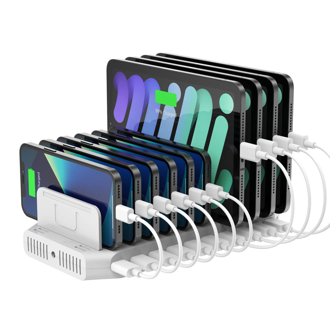 Unitek 96W 10 Ports USB Ladestation für mehrere Geräte mit 2*QC3.0 und Smart IC Organizer für Handys