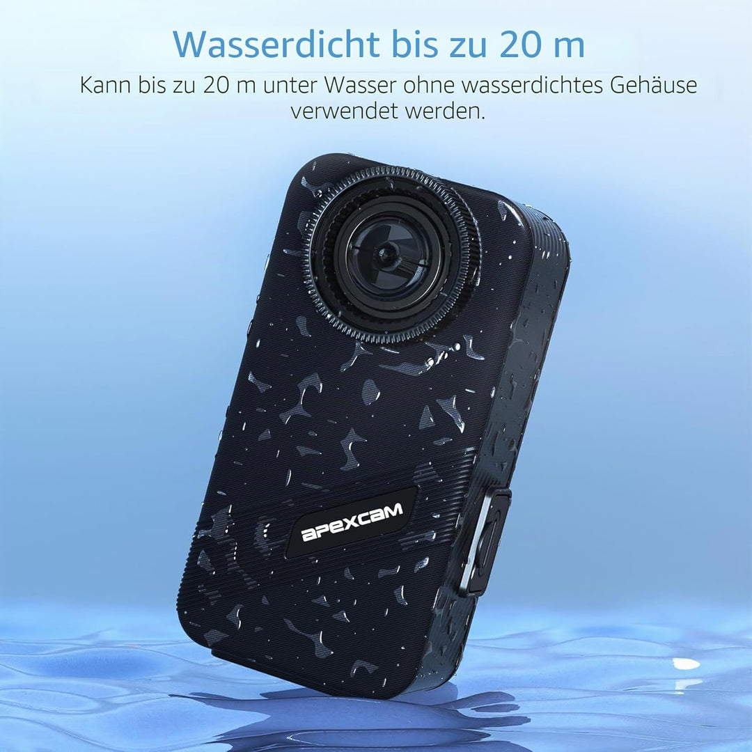Apexcam K20 Touchscreen Action Cam 4K60FPS 48MP WiFi 8X Zoom EIS 20m Wasserdicht mit 64GB Sportskame