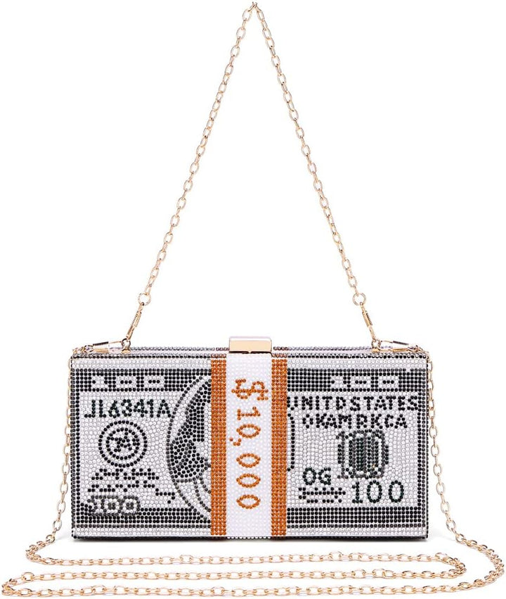 Dollar Clutch Geldbörse für Damen von Covelin, Strass Abend Handtasche Geldbeutel Schwarz, Schwarz